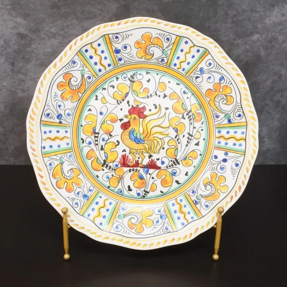 Le Cadeaux Rooster Pattern Melamine Dinner Plate Set of 6
